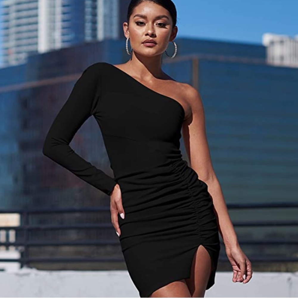 Amazon Black One Sleeve Dress
